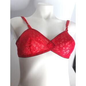 Vintage Lilees By Lily Of France Red Lace Bra Size 34-36 READ